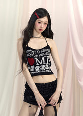Short suspender T-shirt